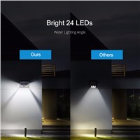 Mpow Wireless Waterproof 24 LED Solar Powered Lighting Outdoor PIR Human Body Motion Sensor IP65 Emergency Wall Yard Patio Lamp