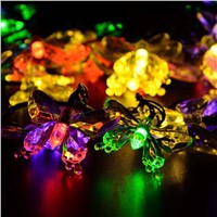 vusum Solar Lamps 4.8 M /  20 Led Colorful Butterfly Garland Holiday Outdoor Decoration Garden Christmas Solar Powered LED Light