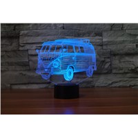 3D WV Car Night Lights Bedroom Baby Sleeping LED Table Lamp Touch Switch 7 Colors Change USB Atmosphere lamp As Kid&amp;amp;#39;s Gift