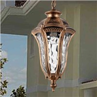 American vintage bronze aluminum E27 LED bulb waterproof outdoor pendant light fixture European retro garden glass pendant lamp