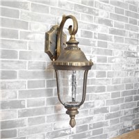 European outdoor vintage bronze aluminum E27 bulb wall sconce American retro waterproof glass corridor lamp