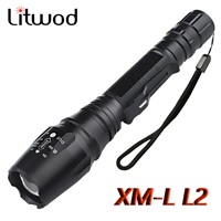 litwod LED Tactical Flashlight Torch 8000 lumen CREE XM-L2 Zoomable Led Torch For Hunting Aluminum Led flashlights Linternas
