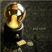 Retro Metal Lever Switch Bulb Lamp USB Chargeable Built-in Lithium Battery Gold Night Light Glass Shade Soft Lighting Desk Lamps