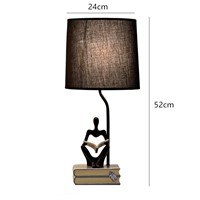 FUMAT European Simple Table Lamp Bedroom Decoration Luminarias Bedside Lamp Fashion Cloth Shade Table Light with Resin Book Base