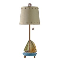 American style retro boat resin table lamp creative blue children&amp;amp;#39;s room bedroom bedside art table lamps light ZA8145