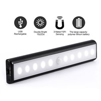 High Quality Home Wireless Motion Sensor LED Light USB Rechargeable Magnetic Ultra Bright 10 LED 3 Meters 10ft Sensing Light