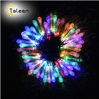 TSLEEN 4PCS Water Drop LED Fairy String Light Wedding Christmas Party Decoration Solar Powered lamp Outdoor Lighting Warmwhite