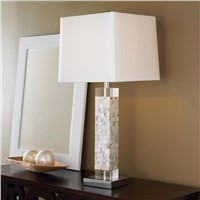 American white shell art Fritillaria bed bedroom living room crystal square bedside Table lamp LO8128
