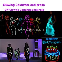 Masquerade Led Bulbs Diy America Heartbeat Men Costume as Fluorescent Party Props EL Wire Cold Light Flashing Trendy Clothing