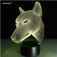 3D Dog Shape Lamp 7 Colorful 3D Visual Touch Desk Table Light LED Acrylic Lamp Creative Energy-Saving Light Home Decor Bedroom