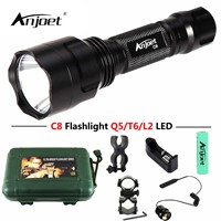 ANJOET C8 tactical flashlight Red / Green / White light XML T6 Q5 L2 LED 1200LM Aluminum 1 Mode/5 Mode Bicycle Torches Lamp Kit