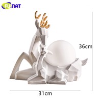 FUMAT Creative Decoration Elk Table Lamp Bedroom Light Modern Minimalist Warm LED Bedside Lamp Resin Elk Night Light