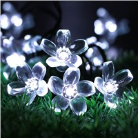 50 LEDS 7M Peach Sakura Flower Solar Lamp Power LED String Fairy Lights Battery Garlands Garden Christmas Holiday Decor Outdoor