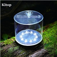 Kitop Waterproof Cylindrical 10leds Solar Inflatable Light Foldable Camping Lamp Outdoor Hiking fishing hang lighting Emergency