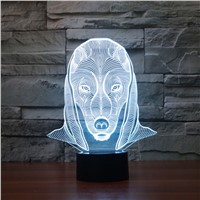 Dog Head 3D Night Light USB Novelty Indoor Bedroom LED Wall Lamp Children&amp;amp;#39;s Night Light  Acrylic Lamparas Atmosphere Lamp