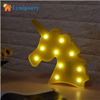 LumiParty Cute Unicorn Head LED Night Light Animal Marquee Lamps On Wall For Children Party Kids Gifts  Bedroom Decor