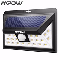 Mpow 24 LED Solar Lighting PIR Motion Sensor Outdoor Lamp Wide Angle Wireless Security Patio Deck Garden LED Bright Night Lights