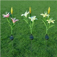 2017 NEW 3 Head Solar LED Decorative Outdoor Lawn Lamp 3 Head lily Light A814