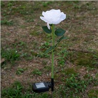 LED Single Fake Rose Flower Solar Power Garden Stake Landscape Lamp Outdoor Yard Party Decor Lights CLH@8