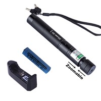 High Power Green Light Zoomable Tactical Flashlight 303 Laser Pointer 18650 Green Laser Pen Lazer+Safe Key for Hunting Camping