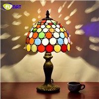 FUMAT European Style Stained Glass Art Deco Table Lamp American Tiffany Bar Restaurant KTV Table Lights LED Glass Shade Lamps