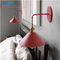 Retro American Loft Industrial Wall Lamps Vintage Bedside Wall Light Metal Lampshade E27 Edison Bulbs 110V/220V