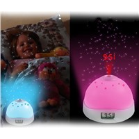 Fashion Colorful Night Light Star Sky Projection Clock LCD Projection Clock Living Room Study Bedroom Night Light Lamp