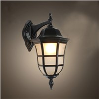 European vintage bronze aluminum villa waterproof outdoor wall lamp American retro scrub glass E27 LED bulb corridor lamp