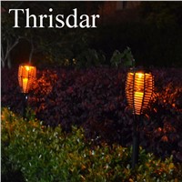 Thrisdar 4pcs Solar Tiki Rattan Torches Lights Outdoor Garden Candle Lantern Patio Light Solar Landscape Lawn Spike Spotlight