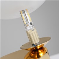 Nordic glass spherical lampshade desk lamp simple metal iron led bedroom study warm bedside table lamp