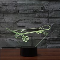 Skateboard Led Lamp USB Charge Table Lamps For home decoration Blue Green yellow purple white red Color Changing Light