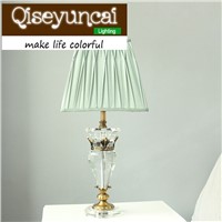 Qiseyuncai European style cozy bedroom 3 color K9 crystal table lamp modern simplicity luxury high-end fashion lighting