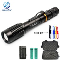 CREE XM-L T6/L2 LED Flashlights Torch 8000Lumens zoomable led torch For 2x18650 batteries aluminum+charger+Gift box+Free gift
