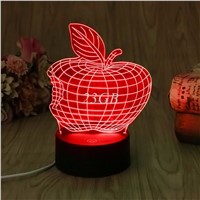 USB Apple LED Night Light Novelty 7 Colors Changing 3D Desk Table Lamp Home Decor A21_17