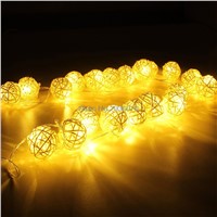 2.2m Warm White Rattan Ball String Fairy Lights For Christmas Xmas Wedding Lamp Light Decoration Party 20 LEDS