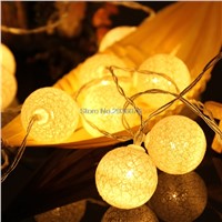 2.3m 20LED Christmas Light Garland String Lights 3.5cm Cotton Ball Battery Light Home Decoration Wedding Decor