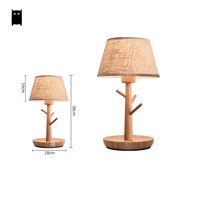 Oak Wood Fabric Shade Table Lamp Fixture Minimalist Nordic Art Deco Creative Hook Desk Light Abajour Luminaria Bedroom Bedside