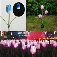 Solar Power Tulip Flower LED Light Lawn Lamp Yard Lanterns Decorative Blue