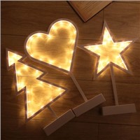 New White Lovely Cute Night Lights Christmas Tree Heart Star Style Romantic Warm White Desk Girl&#39;s Room Holiday Decoration Light
