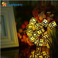 LumiParty 30Pcs LED Letter Light String Solar Power Rechargeable Square Cube Outdoor Christmas Party Decoration Lighting
