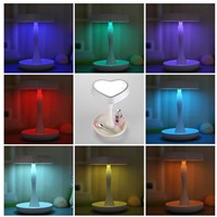 LAIDEYI Seven Colors Mirror Lamp Rechargeable Makeup Mirror LED Desk Lamps Heart-shape Makeup Mirror Lights Drop Shipping 830
