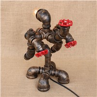 Robot Decoration Ambience Table Lamp Industrial Style Retro Table Light Creative Cafe Bar Water Pipes Desk Light Art Luminaire