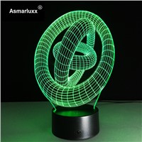 Ring In Ring 3D LED Lamp Amazing 3D Illusion LED Table Lamp Touch Night Light with Magic Circle Shape as Gift Free Drop Shipping