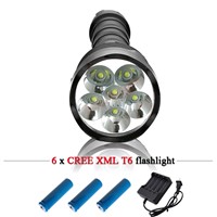 6 bulbs CREE XML T6 10000LM powerful led flashlight rechargeable 18650 battery waterproof hunting torch led flash lights lantern