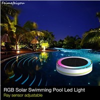 Feimefeiyou RGB Remote Control Solar Power LED Colorful Swimming Pool Light Garden Waterproof Floating Lamp IP68 camping outdoor