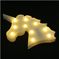 Unicorn Shaped 3D Lamp Night Lights White Unicorn Sign Marquee Letter Nightlight Home Decor Battery Powered Wall Lamp