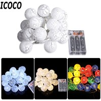 ICOCO 20 LED Spherical Crack Eggs Shape String Lights With Battery Box Christmas Festive Party Decor Popular Holiday Supplies