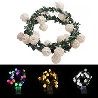 Thailand 2.2m 20 Rattan Balls Red LED String Lights Garlands For Hotels Fence Bar Wedding Christmas Party Decorations
