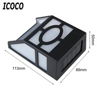 ICOCO Waterproof Solar Powered LED Wall Mount Light Low Power Consumption Super Bright Outdoor Garden Pathway Fence Light Lamp