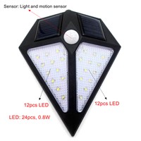1/2Pcs Solar Power Sensor Wall/Porch Light Human Body Induction 24 Leds Waterproof Energy Saving Security Lamp For Garden Path
